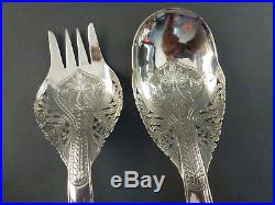 Set Of Indonesian Silver Serving Fork Spoon And Slice, With Buffalo Horn Handles