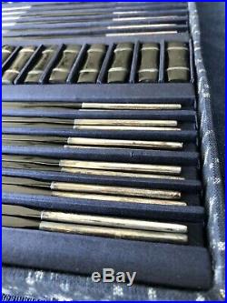 Set of 12 Vintage Silver and Buffalo Horn Chopsticks with Silver and Horn Stands