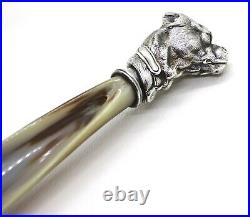 Shoehorn Bolcas with Bulldog Head in 925 Silver and Horn Tip