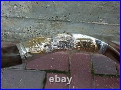 Shofar Amazing Silver Plated 24+ Yemenite Horn Kudu Lion Of Judah Menorah