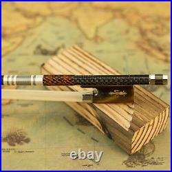 Silver Braided Carbon Fiber Violin Bow Pro. Level Ox Horn Frog New 4/4 VingoBow