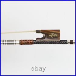 Silver Braided Carbon Fiber Violin Bow Pro. Level Ox Horn Frog New 4/4 VingoBow