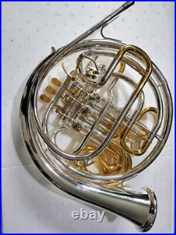 Silver Double French Horn Bb/F Detached Bell Gold Plated Trim With Case