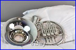 Silver Double French Horn F/Bb 4 Key With Removable Bell and Hardshell Case