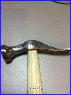 Silver Engraved Cobblers Hammer With Horn Handle