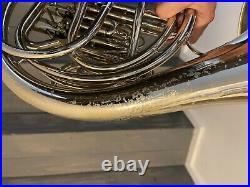 Silver French Horn Make Unknown Holton with Case Make unknown