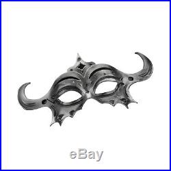 Silver Gladiator or Viking Style Masquerade Eye Mask with Horns