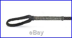 Silver Mounted Riding Whip / Crop / Showing Cane Black Leather with Buffalo Horn