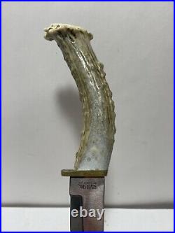 Silver Stag Antler Handle Hunting Knife withSheath D2 Steel USA Custom Horn