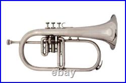 Silver Students Nickel Finish Bb Flugel Horn With Free Case+mouthpiece