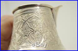 Solid Silver Egyptian Coffee Jug With Horn Handle Cairo Hallmark 900