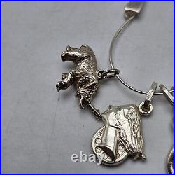 Spanish Themed Sterling Silver Charm Pendant With Elephant Horn Fan Vintage