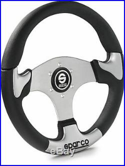 Sparco Steering Wheel P222 with Horn SILVER, LEATHER, 345mm 015THPUGR345
