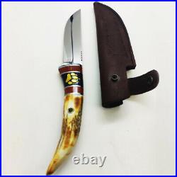 Special DEER HORN Handle 4116 Steel Hunting Knife Handmade Gift Knives with Box