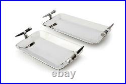 Square Nickel Silver Table Tray with Horn Handles