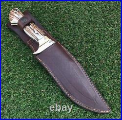 Stag Horn Bowie Knife With Sheath-N690 Steel Custom Bowie Knife-Hunting Knife