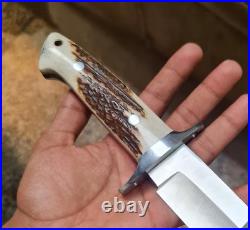 Stage Horn Everyday Carry Knife 11 D2 Steel Handmade Full tang Knife With Sheat