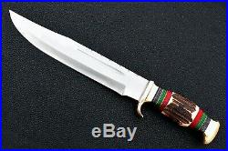 Stainless Bowie Knife With brass and stag horn handle by H I Knives