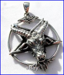 Sterling Silver (925) Pentagram With Horned Beast Pendant! New