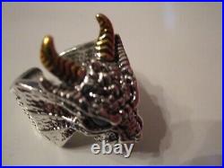 Sterling Silver Dragon Ring With Horns Size 9 Bba-27