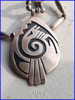 Sterling Silver HOPI Pendant With Bead Necklace 24 In. 32.9g Ram with Horns