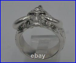 Sterling Silver Ring Size 10 26.2 Grams Skull With Horns Mint Condition