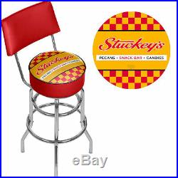 Stuckeys Checkered Padded Swivel Swivel Bar Stool with Back