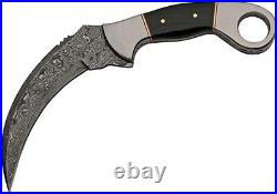 Supplies custom karambit demascus steel knife with black leather cover