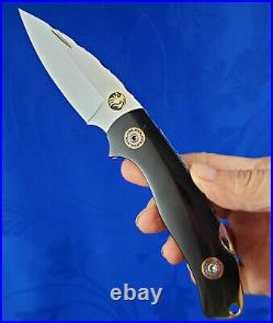 Thailand Custom Handmade Folding Knife 440C Stainless Bull Horn with Clip L-719