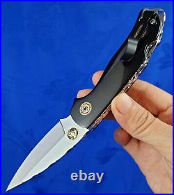 Thailand Custom Handmade Folding Knife 440C Stainless Bull Horn with Clip L-719