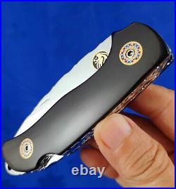 Thailand Custom Handmade Folding Knife 440C Stainless Bull Horn with Clip L-719