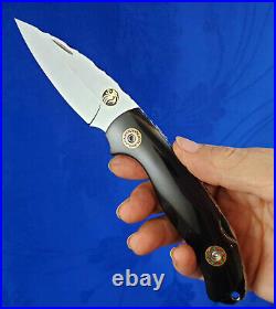 Thailand Custom Handmade Folding Knife 440C Stainless Bull Horn with Clip L-726