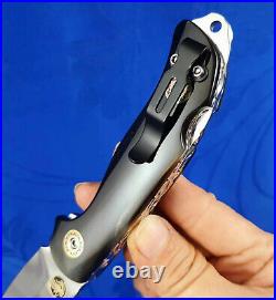 Thailand Custom Handmade Folding Knife 440C Stainless Bull Horn with Clip L-726