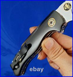 Thailand Custom Handmade Folding Knife 440C Stainless Bull Horn with Clip L-726