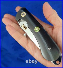 Thailand Custom Made Folding Knife with Clip 440C Stainless Black Horn L-573
