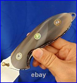 Thailand Custom Made Folding Knife with Clip 440C Stainless Two Tone Horn L-618