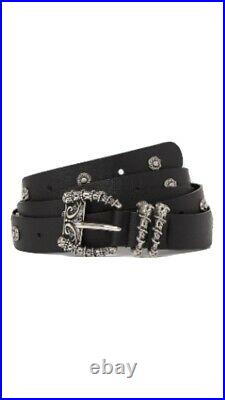 The Kooples Leather Belt With Horn Buckle And Silver Rivets Size 3, Rrp168