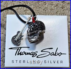 Thomas Sabo Pave Set Guitar & Pave Set Skull with Red Horns Pennants 2 pcs