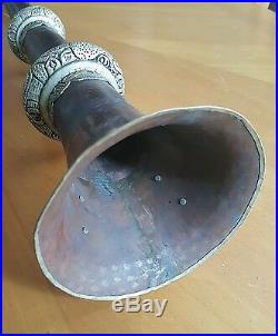 Tibetan Telescoping Horn with Silver Metal Embellishments