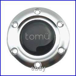 Tomü Ebisu Silver Spoke with Black Leather Steering Wheel Fit NRG Nardi Vertex
