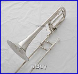 Top New Silver Nickel Bass Trombone Bb/F Keys Trigger Horn With Case Mouthpiece