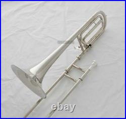 Top New Silver Nickel Bass Trombone Bb/F Keys With Trigger Horn Case Mouthpiece