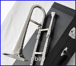 Top Silver Nickel Slide Trumpet Mini Trombone Bb Keys Horn With canvas Case