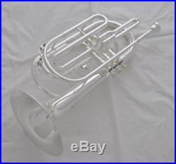 Top Silver plated Bb Marching Trombone horn with mouthpiece case