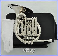 Top new Silver nickel Bb MINI French horn with Case mouthpiece