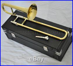 Top new Silver nickel Mini Trombone Slide Bb Trumpet Horn with Case
