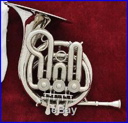 Top new silver Nickel plated Mini french horn Bb piccolo french with case