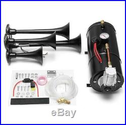 Truck Boat 4-Trumpet Train Air Horn Kit With 150 PSI Air Compressor 12V 3 Liters
