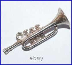 Trumpet Horn Sterling Silver Vintage Bracelet Charm With Gift Box 1.7g