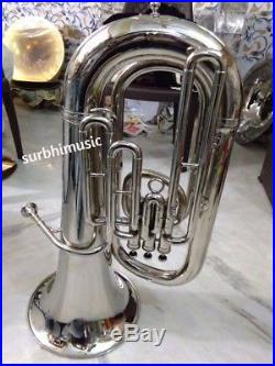 Tuba Horn Professional Made Of Pure Brass In Chrome Polish With Free Case & Mp